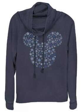 Disney Mickey Mouse Snowflake Cowlneck Lightweight Long Sleeve